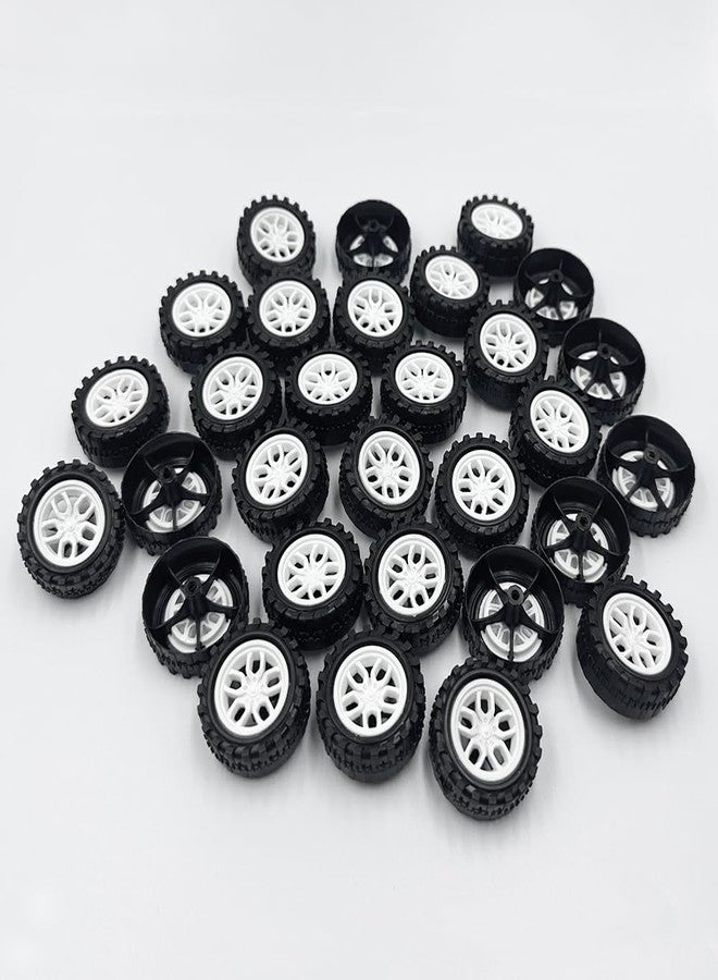 URIMPAVIDO 30PCS Toy Car Wheels 2mm Dia Shaft Plastic Car Wheels with 15PCS Shaft Round Rod Axles for DIY Model Toys RC Car Truck Robot Parts (White) - Image 5